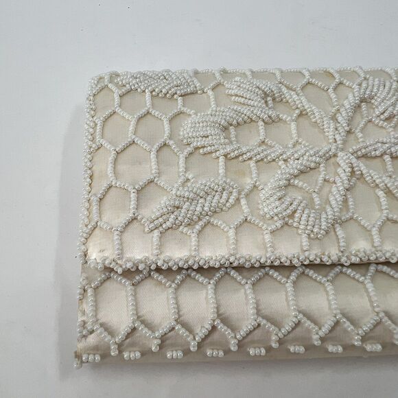 VTG Hoag Stunning Satin Beaded Evening Clutch Purse Wedding Holiday Classy Party - Picture 15 of 16